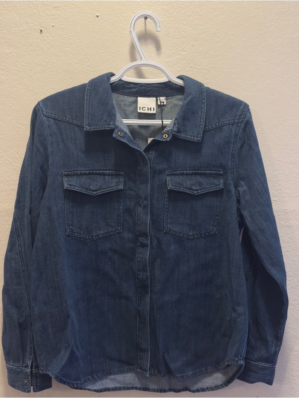 ICHI Dark Blue Denim Utility Shirt